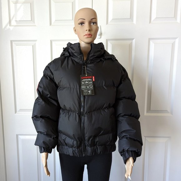 NWT Black Canada Weather Gear Bubble Bomber Jacket with Hood Women's Siz… - Picture 1 of 14